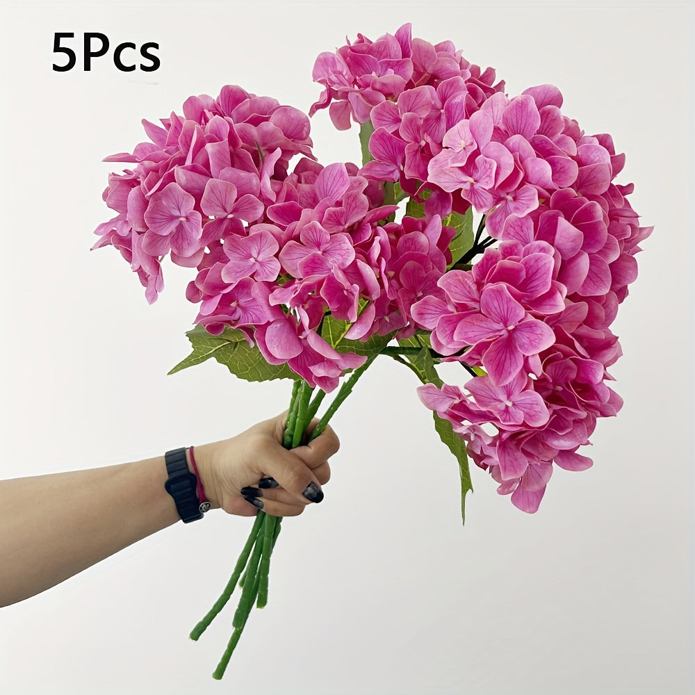 Set of 5 Artificial Silk Hydrangea Flowers