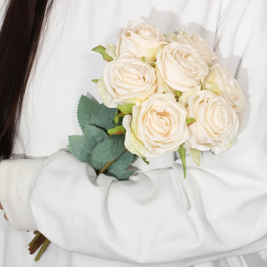 7-Piece Realistic Fire-Burned Rose Bouquet Set