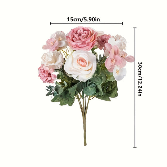 UV-Resistant Artificial Peony Bouquet with 7 Realistic Blooms