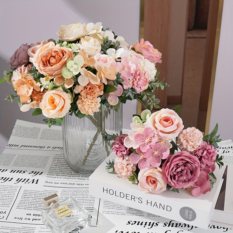UV-Resistant Artificial Peony Bouquet with 7 Realistic Blooms