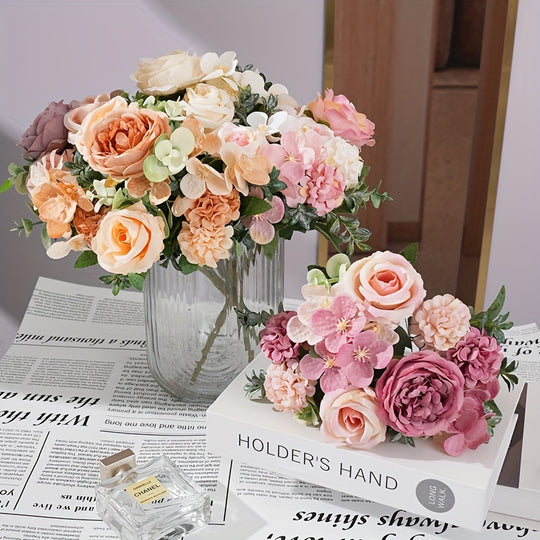 UV-Resistant Artificial Peony Bouquet with 7 Realistic Blooms