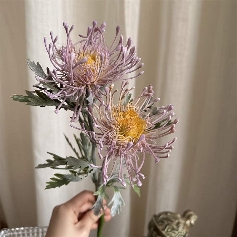 Realistic 1pc Artificial Chrysanthemum with 2 Blooms