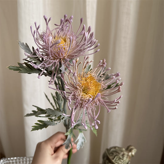 Realistic 1pc Artificial Chrysanthemum with 2 Blooms
