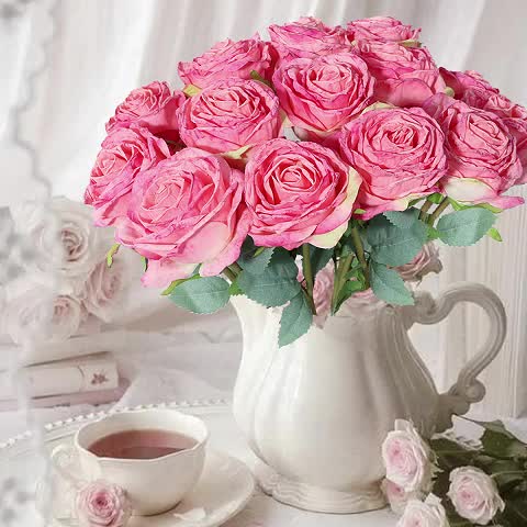 7-Piece Realistic Fire-Burned Rose Bouquet Set