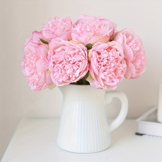 Set of 10 Realistic Large White Peony Artificial Flowers
