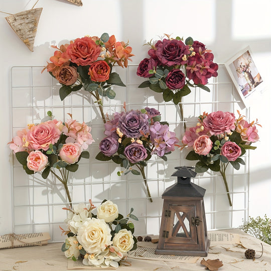 UV-Resistant Artificial Peony and Rose Bouquet