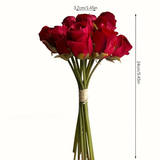 Set of 6 White Fabric Artificial Flowers