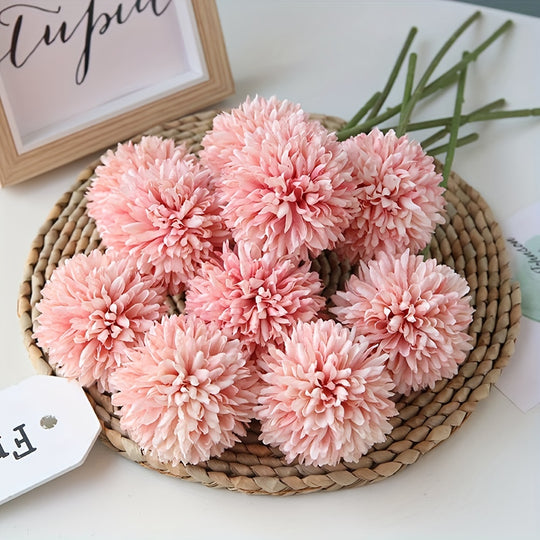 Set of 5 Realistic White Artificial Chrysanthemum Flower Balls