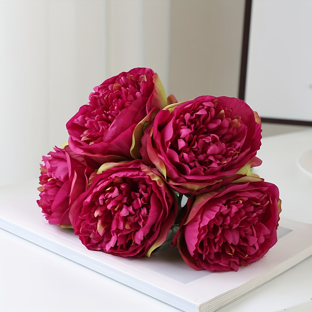 Set of 5 Large Artificial Peony Flowers