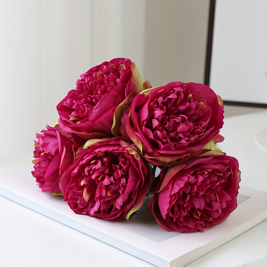 Set of 5 Large Artificial Peony Flowers