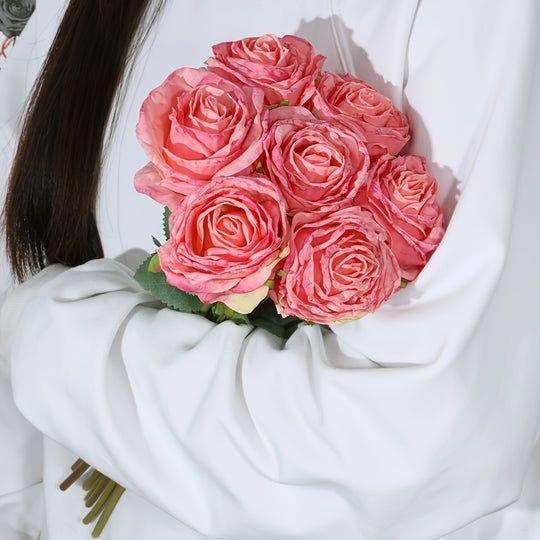 7-Piece Realistic Fire-Burned Rose Bouquet Set