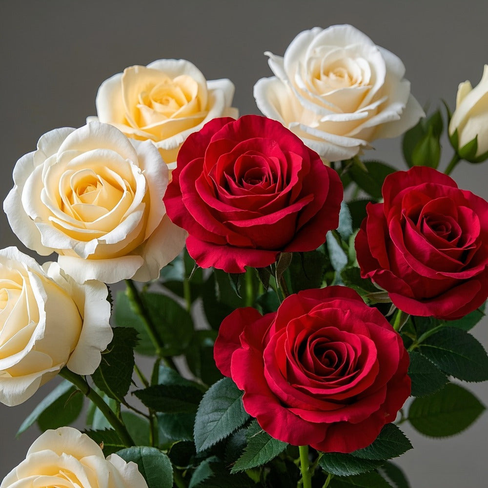 12-Piece Lifelike Artificial Rose Bouquet