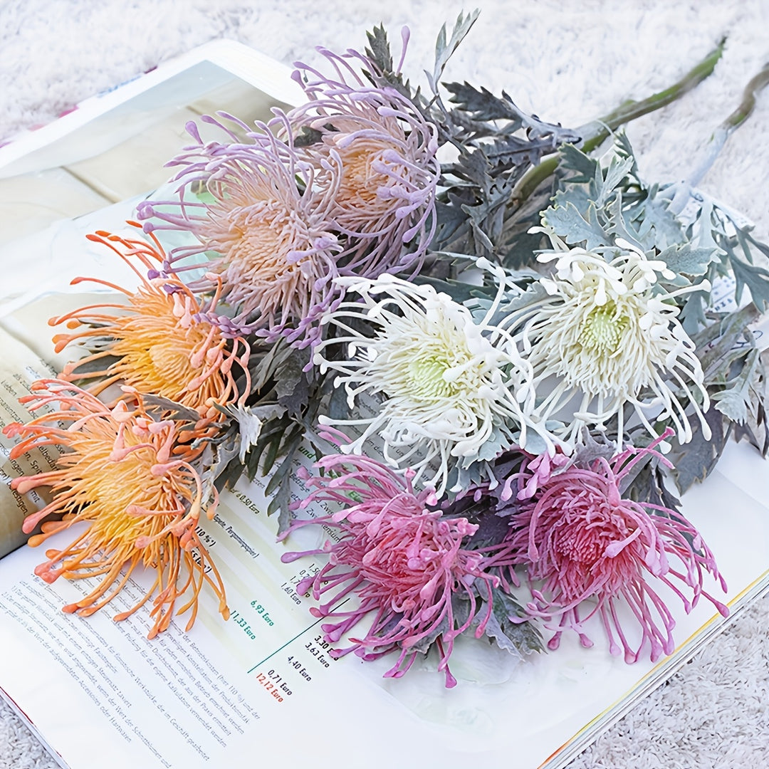 Realistic 1pc Artificial Chrysanthemum with 2 Blooms