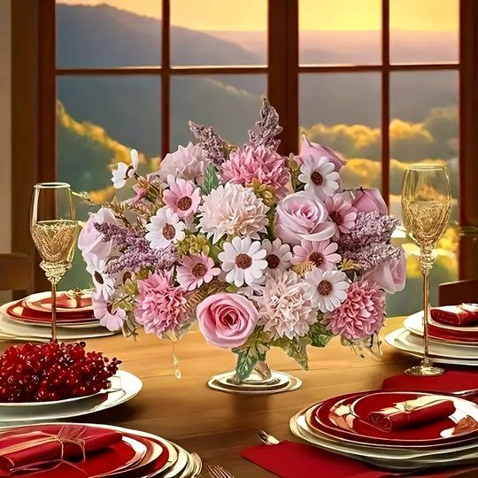 Set of 2 Realistic Artificial Rose Bouquets
