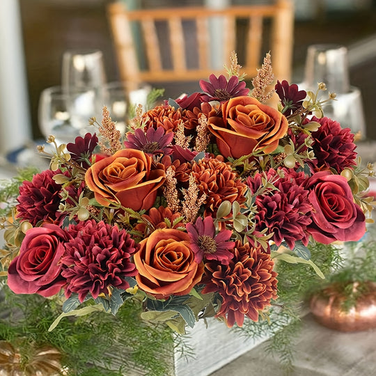 Set of 3 Colorful Artificial Peony & Chrysanthemum Bouquets