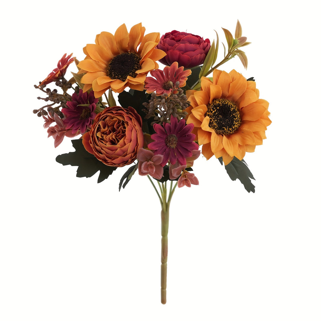 Set of 1/4 Elegant Artificial Peony and Sunflower Bouquets