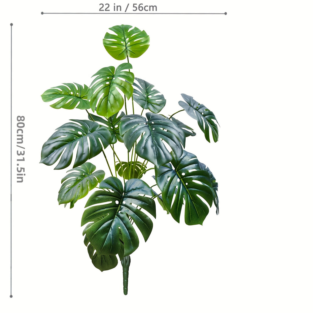 Single Artificial Monstera Deliciosa Plant - (31.5 inches) with Large Green Leaves