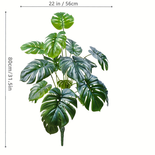 Single Artificial Monstera Deliciosa Plant - (31.5 inches) with Large Green Leaves