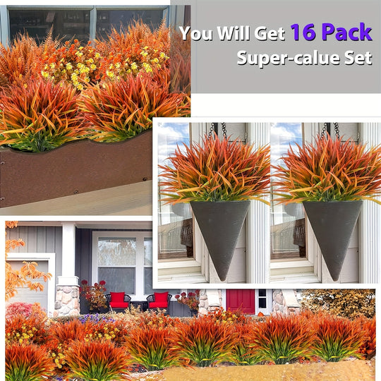 16-Piece UV-Resistant Artificial Plants Set