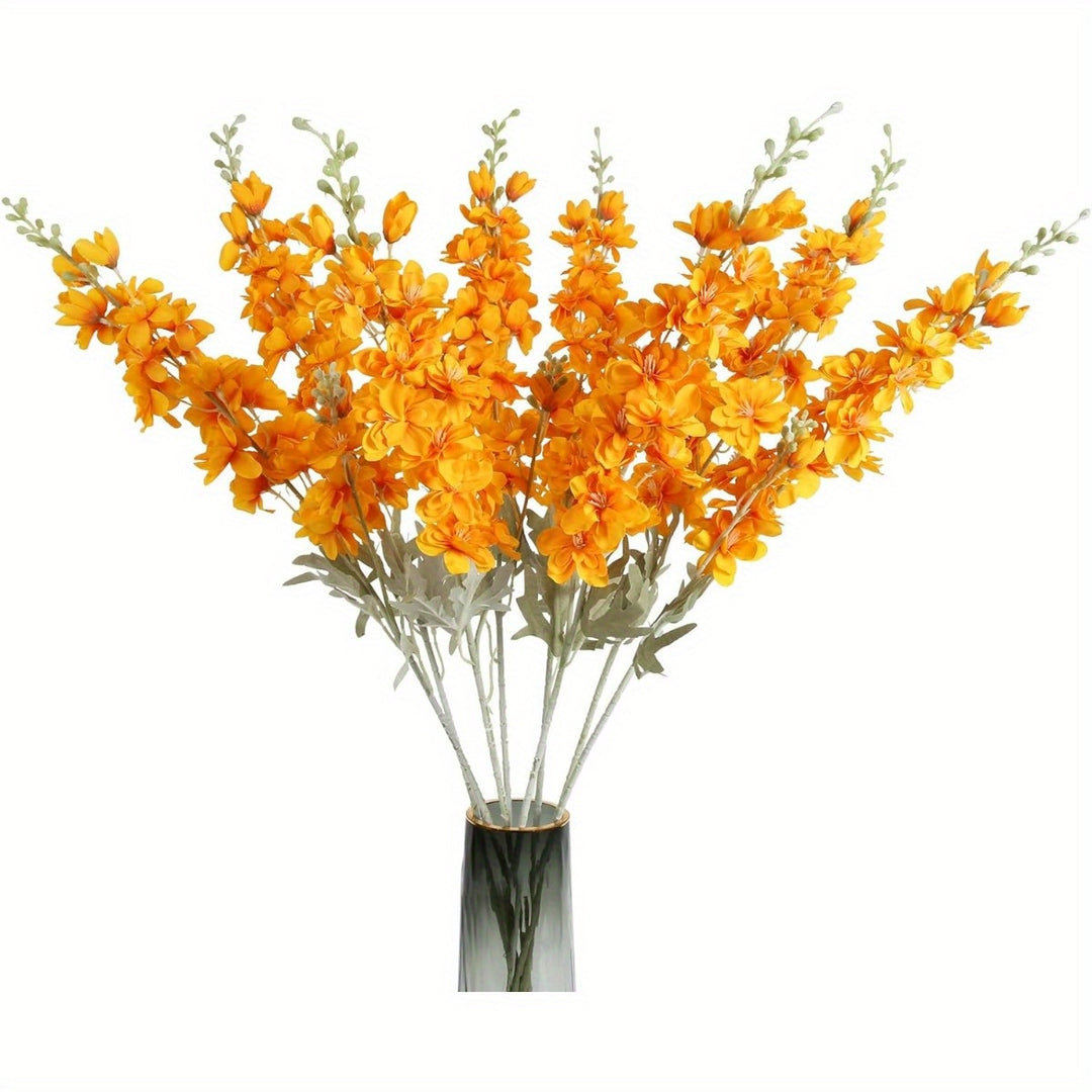 Set of 8 Long Stem Silk Delphinium Flowers - Artificial Larkspur Decor