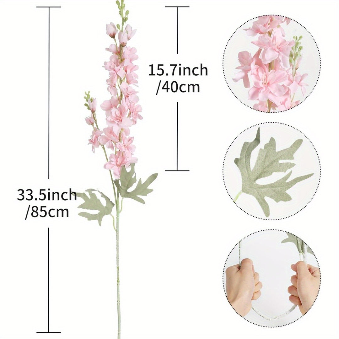 Set of 8 Long Stem Silk Delphinium Flowers - Artificial Larkspur Decor