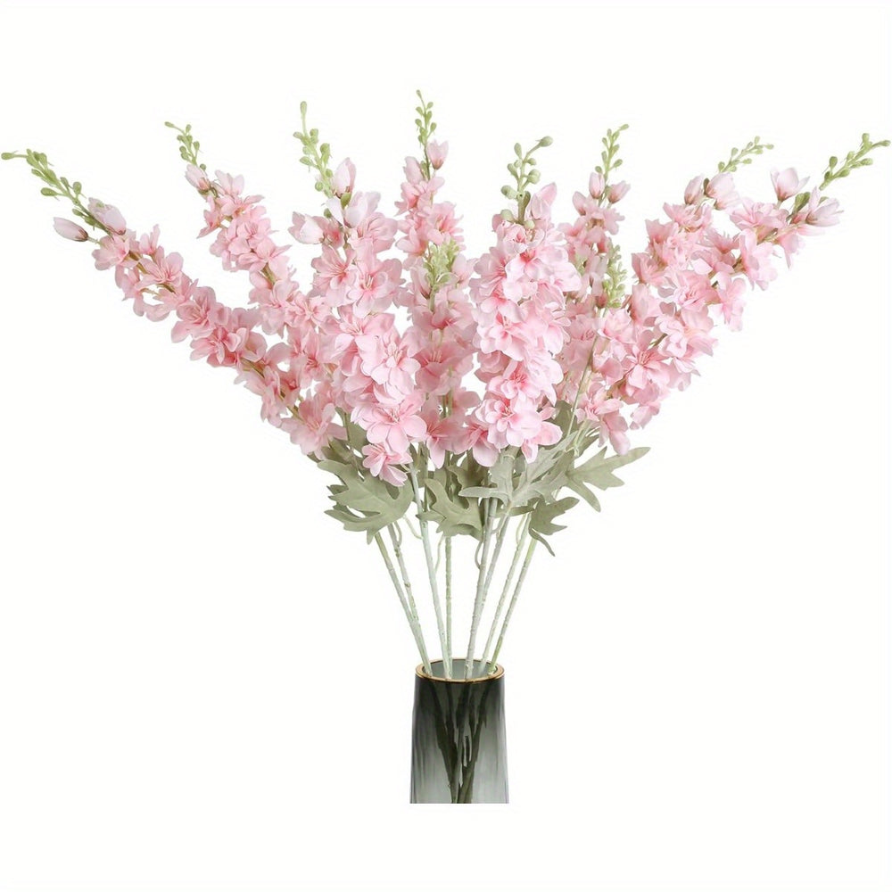 Set of 8 Long Stem Silk Delphinium Flowers - Artificial Larkspur Decor