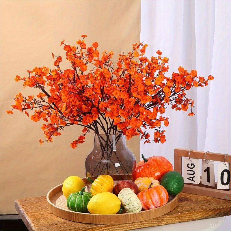Set of 6 Realistic Orange Silk Flowers