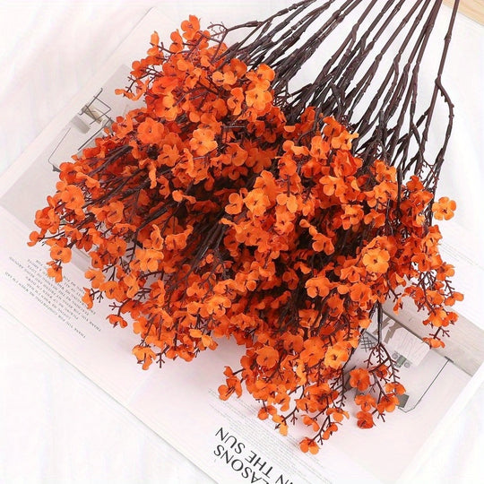 Set of 6 Realistic Orange Silk Flowers