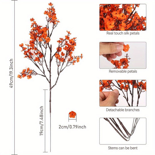 Set of 6 Realistic Orange Silk Flowers