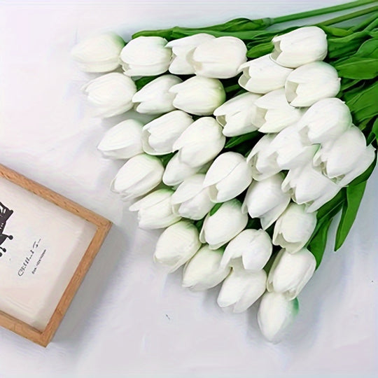 40-Piece Life-Size White Tulip Bouquet