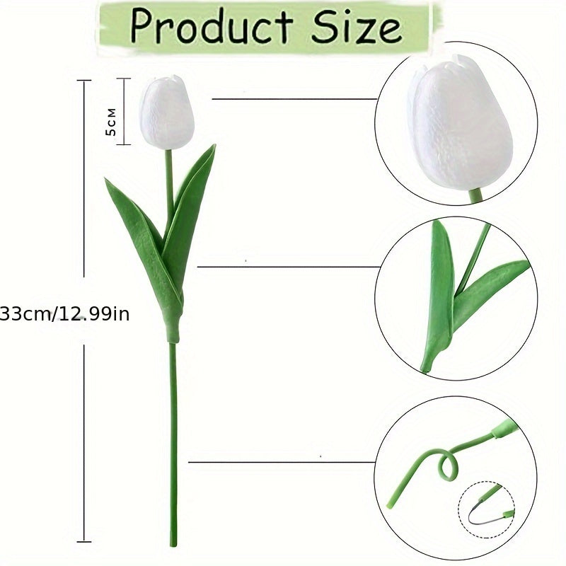 40-Piece Lifelike White Artificial Tulip Bouquet