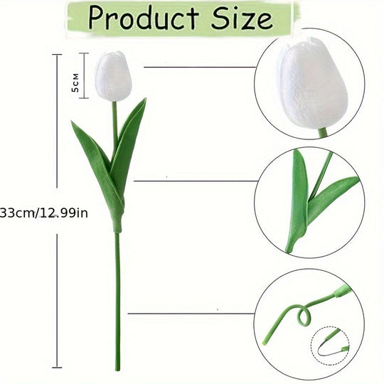 40-Piece Lifelike White Artificial Tulip Bouquet