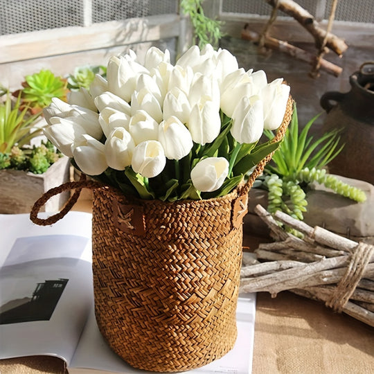 40-Piece Life-Size White Tulip Bouquet