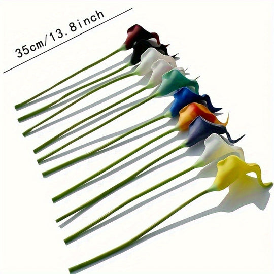 Set of 12 UV-Resistant Faux Calla Lilies - Artificial Floral Arrangement