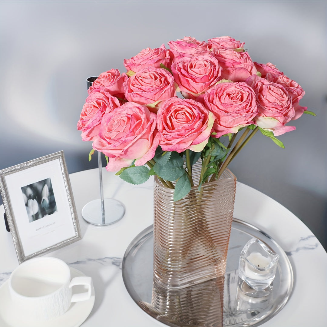 7-Piece Realistic Fire-Burned Rose Bouquet Set