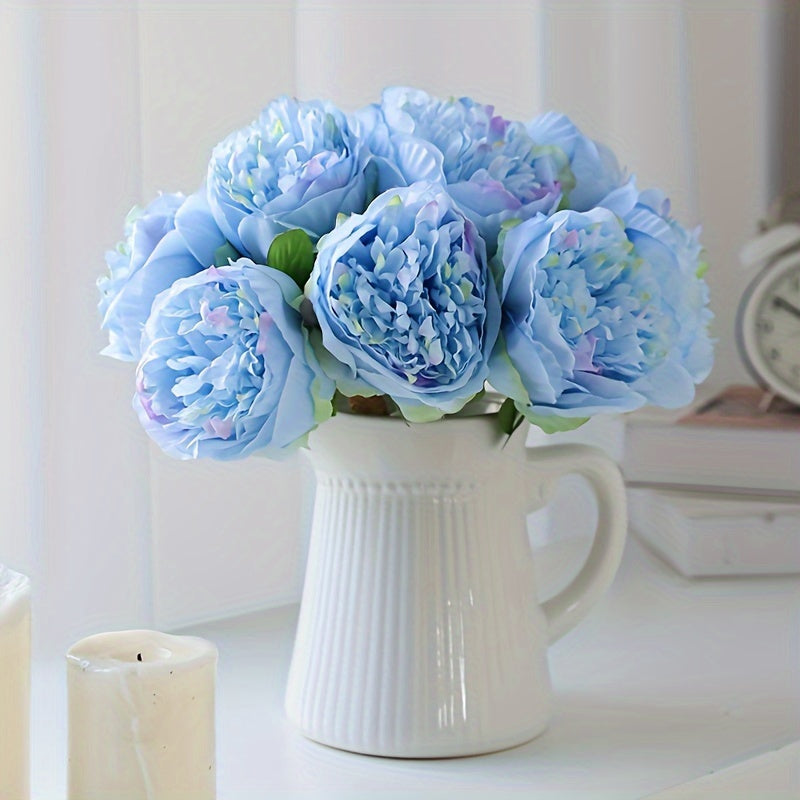 Set of 10 Realistic Large White Peony Artificial Flowers