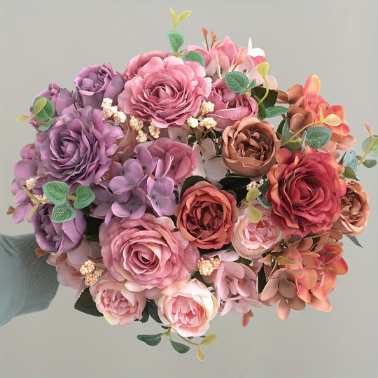 UV-Resistant Artificial Peony and Rose Bouquet