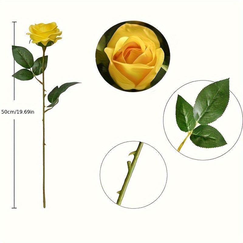 Set of 10 Artificial Yellow Rose Flowers