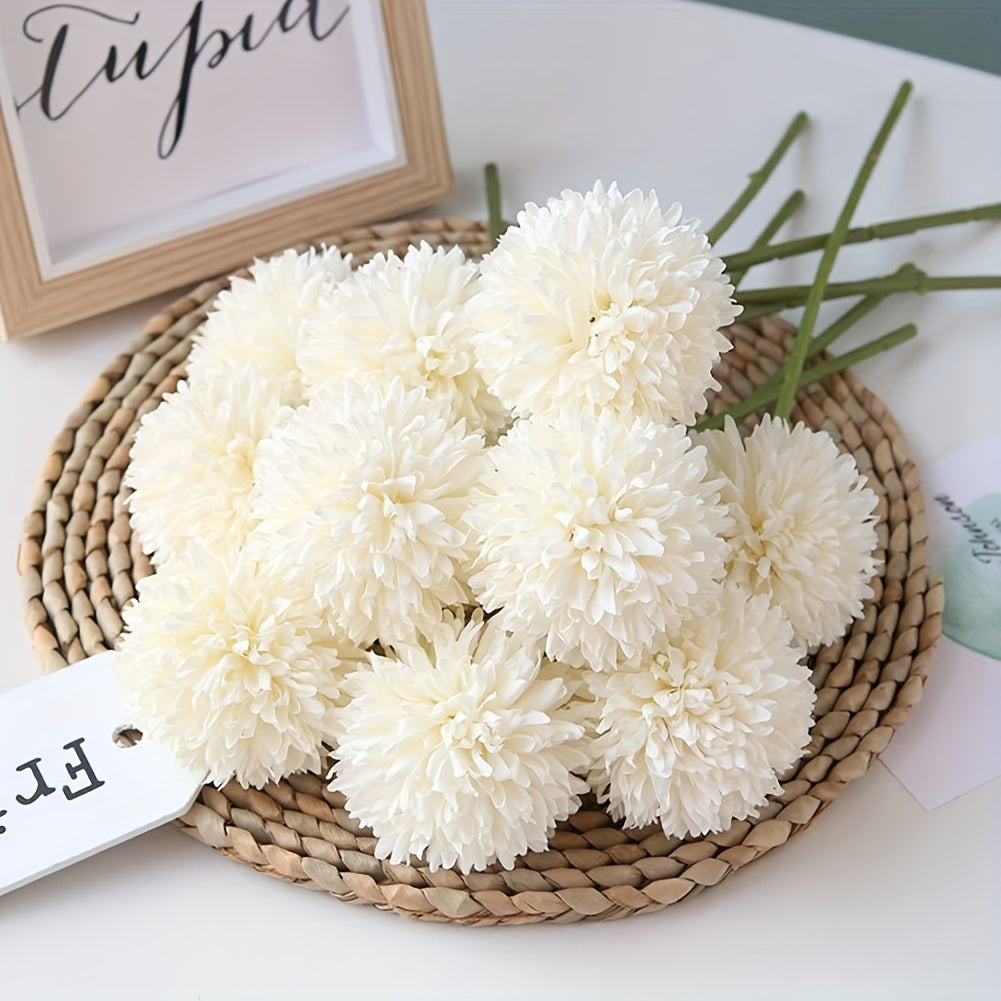Set of 5 Realistic White Artificial Chrysanthemum Flower Balls