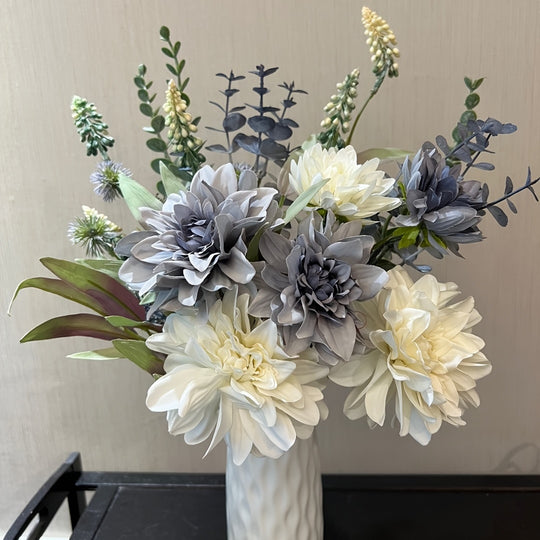 Artificial Dahlia and Eucalyptus Flower Bouquet