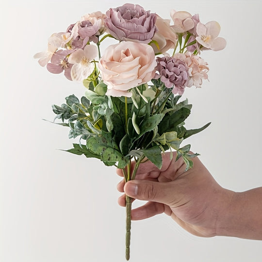 UV-Resistant Artificial Peony Bouquet with 7 Realistic Blooms