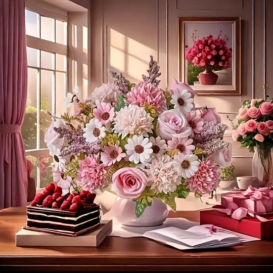 Set of 2 Realistic Artificial Rose Bouquets
