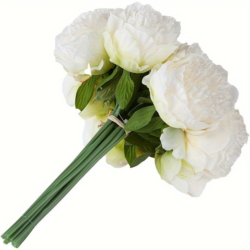 Set of 10 Realistic Large White Peony Artificial Flowers