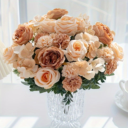 UV-Resistant Artificial Peony Bouquet with 7 Realistic Blooms