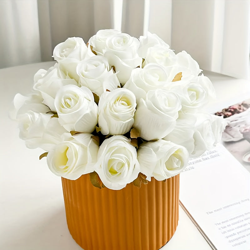 Set of 6 White Fabric Artificial Flowers