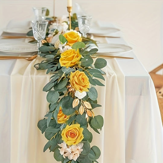 Set of 10 Yellow Artificial Rose Flowers