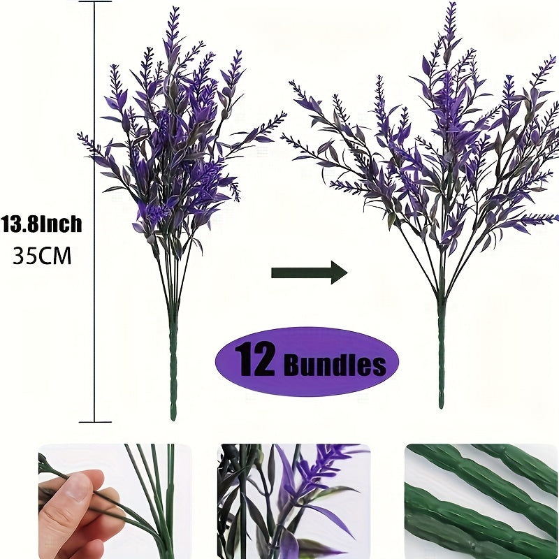 12 Bundles of UV-Resistant Artificial Lavender Flowers