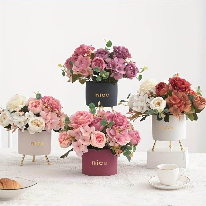 UV-Resistant Artificial Peony and Rose Bouquet