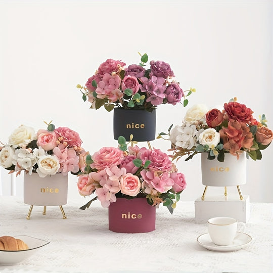 UV-Resistant Artificial Peony and Rose Bouquet