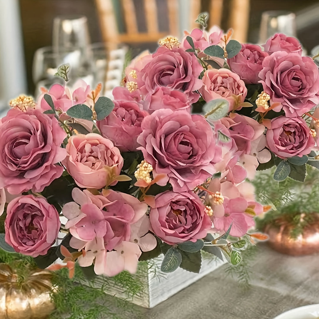 UV-Resistant Artificial Peony and Rose Bouquet